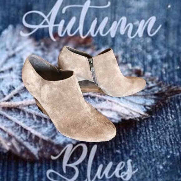 🍁🍂 Cute Vince Camuto Sand Colour Block Wedge Ankle-Boot Shoe - Picture 1 of 14
